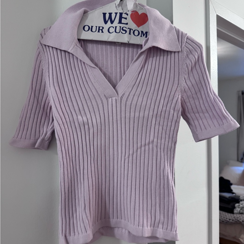 & Other Stories Lilac Ribbed Knit Top